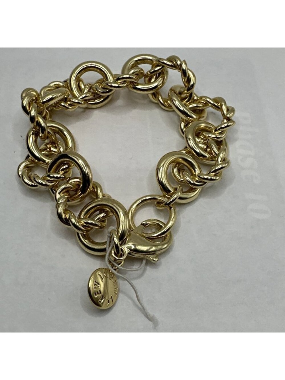 J Crew Chunky Gold Link Bracelet 7” Rope Chain Statement Lobster Clasp